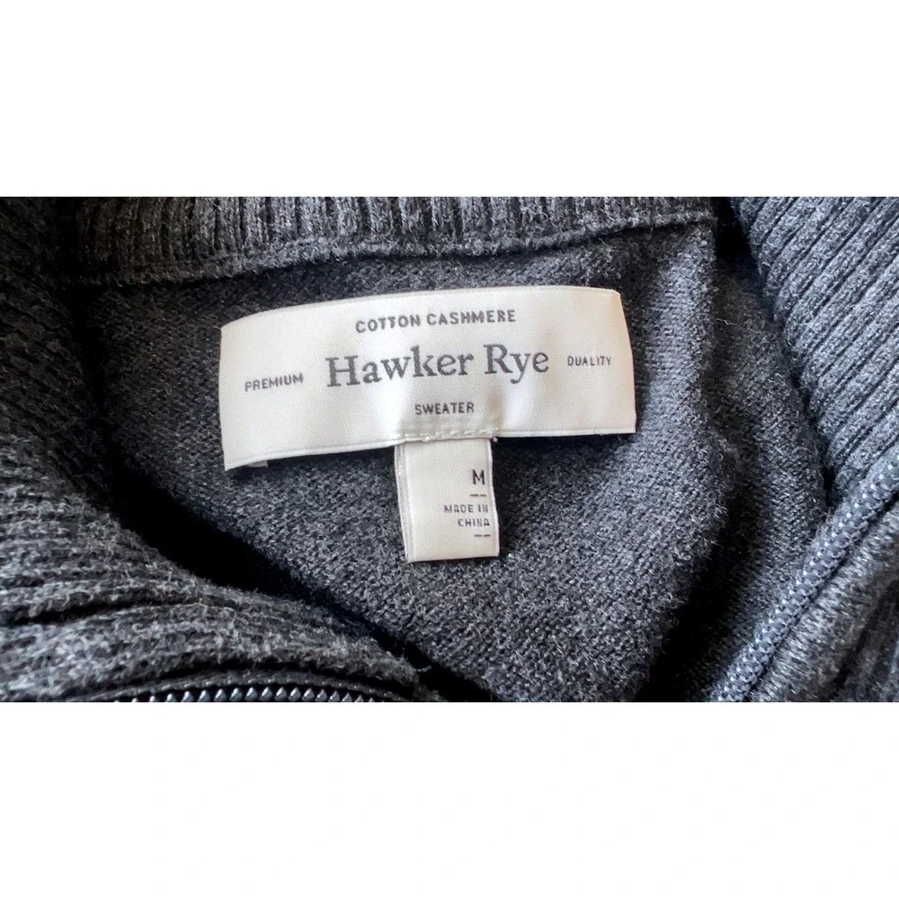 Hawker Rye Cotton Cashmere 1/4 Zip‎ Pullover Sweater SZ: Medium